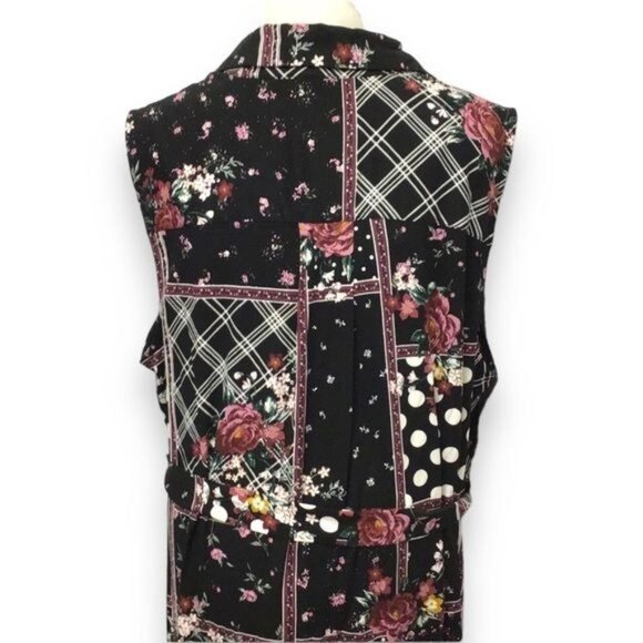 Torrid Women’s Patchwork Floral Challis Maxi Shirt Dress, Black, size 3 - Picture 7 of 11